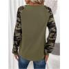 imageWomens Camo Print Long Sleeve Tee Tops Casual Crewneck Tees Shirts Casual Fall T ShirtGreen