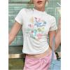 imageWomens Cartoon Graphic Tees Short Sleeve Crewneck Cute Crop Tops Summer T Shirts TrendyWhite