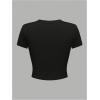 imageWomens Cherry Leopard T Shirts Crew Neck Short Sleeve Graphic Tees Slim Fit Crop TopsBlack and Red