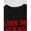 imageWomens Cherry Leopard T Shirts Crew Neck Short Sleeve Graphic Tees Slim Fit Crop TopsBlack and Red