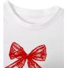 imageWomens Cherry Leopard T Shirts Crew Neck Short Sleeve Graphic Tees Slim Fit Crop TopsBow White