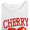 imageWomens Cherry Leopard T Shirts Crew Neck Short Sleeve Graphic Tees Slim Fit Crop TopsCherry White