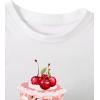 imageWomens Cherry Leopard T Shirts Crew Neck Short Sleeve Graphic Tees Slim Fit Crop TopsWhite Graphic