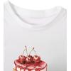 imageWomens Cherry Leopard T Shirts Crew Neck Short Sleeve Graphic Tees Slim Fit Crop TopsWhite Patterned