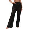 imageWomens Cover Up Beach Pants Hollow Out Drawstring High Elastic Waist Swimsuit Beach Cover Up Pants Black Solid XLarge