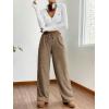 imageWomens Drawstring High Waisted Fuzzy Pants Cozy Wide Leg Casual Lounge TrousersBrown