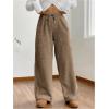 imageWomens Drawstring High Waisted Fuzzy Pants Cozy Wide Leg Casual Lounge TrousersBrown