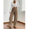 imageWomens Drawstring High Waisted Fuzzy Pants Cozy Wide Leg Casual Lounge TrousersBrown