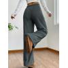 imageWomens Drawstring High Waisted Fuzzy Pants Cozy Wide Leg Casual Lounge TrousersGrey