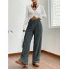 imageWomens Drawstring High Waisted Fuzzy Pants Cozy Wide Leg Casual Lounge TrousersGrey