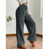 imageWomens Drawstring High Waisted Fuzzy Pants Cozy Wide Leg Casual Lounge TrousersGrey