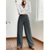 imageWomens Drawstring High Waisted Fuzzy Pants Cozy Wide Leg Casual Lounge TrousersGrey