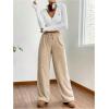 imageWomens Drawstring High Waisted Fuzzy Pants Cozy Wide Leg Casual Lounge TrousersKhaki