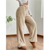 imageWomens Drawstring High Waisted Fuzzy Pants Cozy Wide Leg Casual Lounge TrousersKhaki
