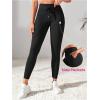 imageWomens Drawstring High Waisted Workout Leggings Casual Skinny Yoga Pants with PocketsBlack