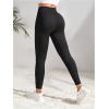 imageWomens Drawstring High Waisted Workout Leggings Casual Skinny Yoga Pants with PocketsBlack