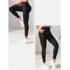 imageWomens Drawstring High Waisted Workout Leggings Casual Skinny Yoga Pants with PocketsBlack