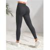 imageWomens Drawstring High Waisted Workout Leggings Casual Skinny Yoga Pants with PocketsDark Grey