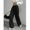 imageWomens Drawstring Waist Wide Leg Pants Trousers Casual Loose Sports SweatpantsBlack