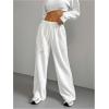 imageWomens Drawstring Waist Wide Leg Pants Trousers Casual Loose Sports SweatpantsWhite