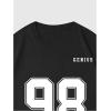 imageWomens Floral Letter Print T Shirt Crew Neck Short Sleeve Drop Shoulder Loose Tee TopsBlack Number
