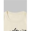imageWomens Floral Letter Print T Shirt Crew Neck Short Sleeve Drop Shoulder Loose Tee TopsCat Beige