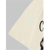 imageWomens Floral Letter Print T Shirt Crew Neck Short Sleeve Drop Shoulder Loose Tee TopsCat Beige