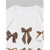 imageWomens Floral Letter Print T Shirt Crew Neck Short Sleeve Drop Shoulder Loose Tee TopsWhite