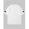 imageWomens Floral Letter Print T Shirt Crew Neck Short Sleeve Drop Shoulder Loose Tee TopsWhite Number