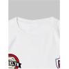 imageWomens Floral Letter Print T Shirt Crew Neck Short Sleeve Drop Shoulder Loose Tee TopsWhite Number