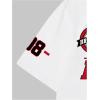 imageWomens Floral Letter Print T Shirt Crew Neck Short Sleeve Drop Shoulder Loose Tee TopsWhite Number
