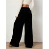 imageWomens Foldover Drawstring High Waisted Sweatpants Wide Leg Split Baggy Workout Trousers PantsBlack