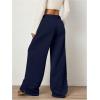 imageWomens Foldover Drawstring High Waisted Sweatpants Wide Leg Split Baggy Workout Trousers PantsDeep Blue
