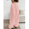 imageWomens Foldover Drawstring High Waisted Sweatpants Wide Leg Split Baggy Workout Trousers PantsPink