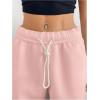 imageWomens Foldover Drawstring High Waisted Sweatpants Wide Leg Split Baggy Workout Trousers PantsPink
