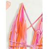 imageWomens Graphic Strappy Backless V Neck One Piece Swimsuit with Cover Up Beach Skirts Bathing Suit SetOrange
