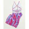 imageWomens Graphic Strappy Backless V Neck One Piece Swimsuit with Cover Up Beach Skirts Bathing Suit SetPurple Blue