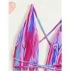 imageWomens Graphic Strappy Backless V Neck One Piece Swimsuit with Cover Up Beach Skirts Bathing Suit SetPurple Blue