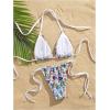 imageWomens Graphic Tropical String Bikini Sets Triangle Halter Tie Side Bathing Suit 2 Piece SwimsuitMulticolor