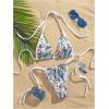 imageWomens Graphic Tropical String Bikini Sets Triangle Halter Tie Side Bathing Suit 2 Piece SwimsuitMulticolor