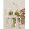 imageWomens Halter String Bikini Set Knot Side Triangle Wireless Bathing Suit Two Piece SwimsuitGreen