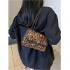 imageWomens Leopard Print Chain Shoulder Bag Metal Buckle Handbags Leather Clutch PurseCoffee Brown