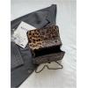 imageWomens Leopard Print Chain Shoulder Bag Metal Buckle Handbags Leather Clutch PurseCoffee Brown