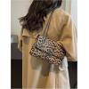 imageWomens Leopard Print Chain Shoulder Bag Metal Buckle Handbags Leather Clutch PurseLight Brown