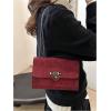 imageWomens Leopard Print Chain Shoulder Bag Metal Buckle Handbags Leather Clutch PurseRed