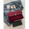 imageWomens Leopard Print Chain Shoulder Bag Metal Buckle Handbags Leather Clutch PurseRed