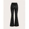 imageWomens Leopard Print Color Block Flare Pants Elastic High Waisted Bell BottomsBlack Graphic