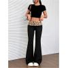 imageWomens Leopard Print Color Block Flare Pants Elastic High Waisted Bell BottomsCheetah Black