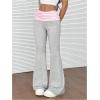 imageWomens Leopard Print Color Block Flare Pants Elastic High Waisted Bell BottomsGrey