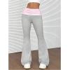 imageWomens Leopard Print Color Block Flare Pants Elastic High Waisted Bell BottomsGrey